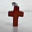 Red Agate Cross Pendant - 1"