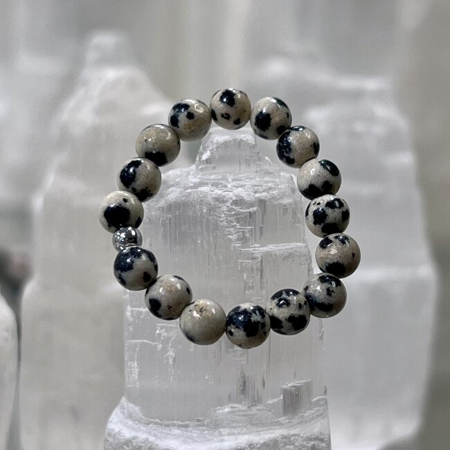 Dalmatian Jasper Rings  - Adjustable Beaded Stretch Gemstone