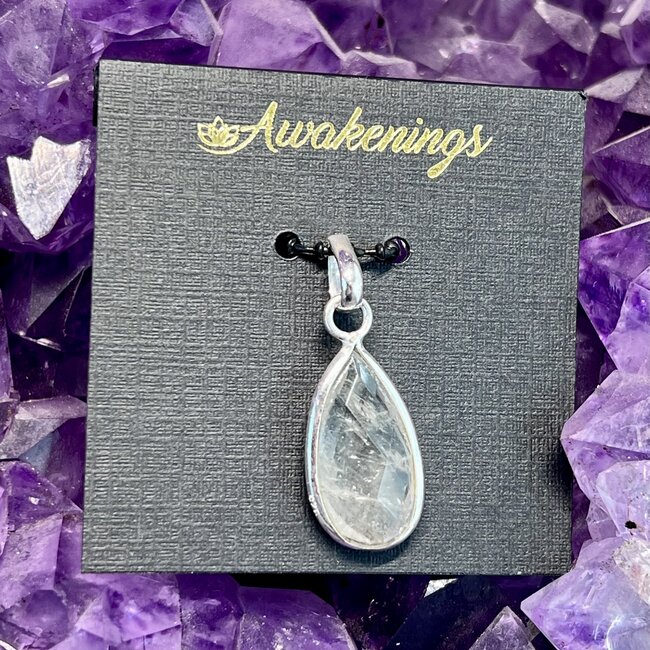 Prasiolite Faceted Pendant - Teardrop Pear - Sterling Silver