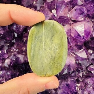 Green Jade Worry (Thumb Fidget Relaxation Pocket) Stones - Medium Oval