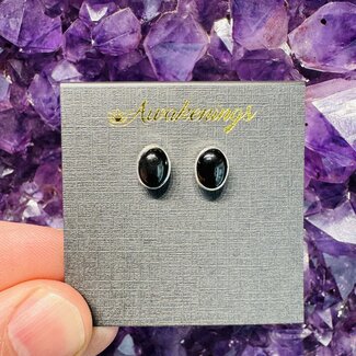 Whitby Jet Earrings Stud - Sterling Silver