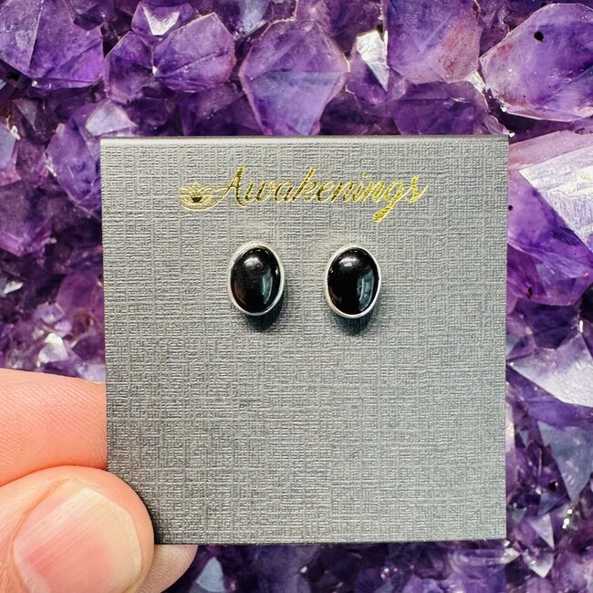 Whitby Jet Earrings Stud - Sterling Silver