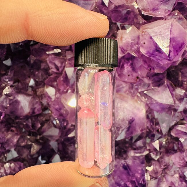 Pink Aura Quartz Point Vial - 12 grams +