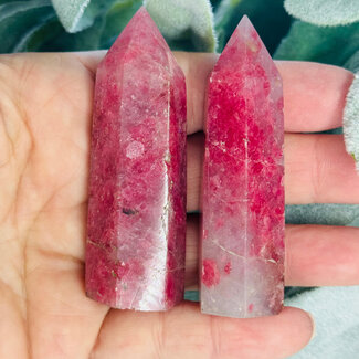 Ice Rhodonite in Quartz Tower Point Generator - Small 2-3"