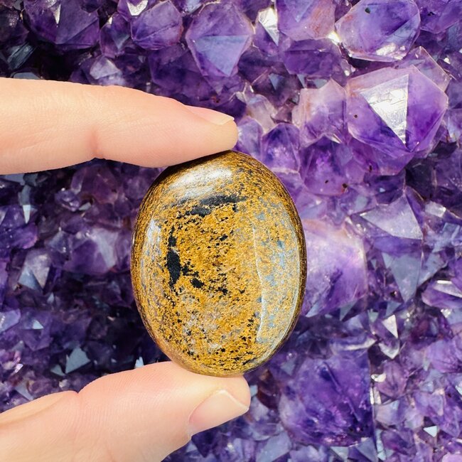 Bronzite (Enstatite Axinite) Palm Pillow Pocket Stone