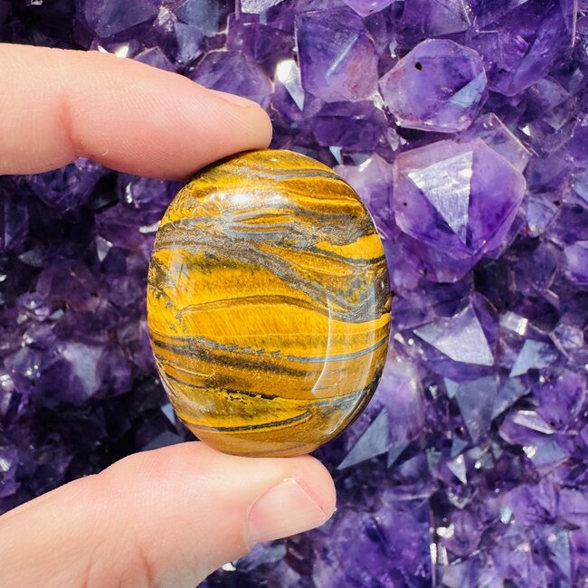 Tiger Iron (Gold Tigers Eye & Hematite) (Mugglestone Muggle Stone) - Palm Pillow Pocket Stone