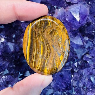 Tiger Iron (Mugglestone Muggle Stone) Worry (Thumb Fidget Relaxation Pocket) Stones - Large Oval