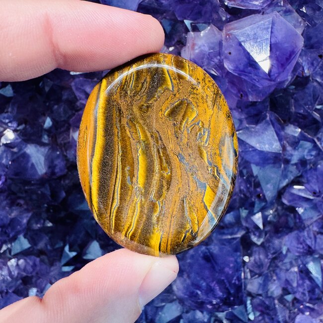Tiger Iron (Mugglestone Muggle Stone) Worry (Thumb Fidget Relaxation Pocket) Stones - Large Oval