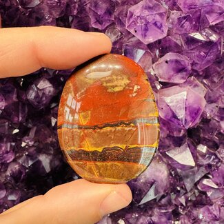 Tiger Iron (AA Grade) Palm Pillow Pocket Stone -Large Tigers Eye
