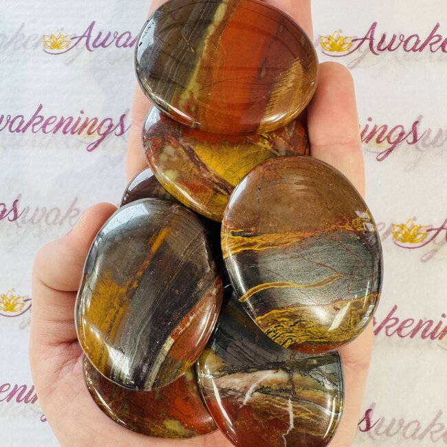 Tiger Iron (AA Grade) Palm Pillow Pocket Stone -Large Tigers Eye