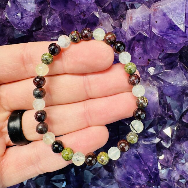 Dragons Blood Jasper Garnet & Prehnite Bracelets - 6mm