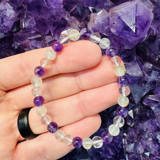 Amethyst Clear Quartz & Prehnite Bracelets - 6mm