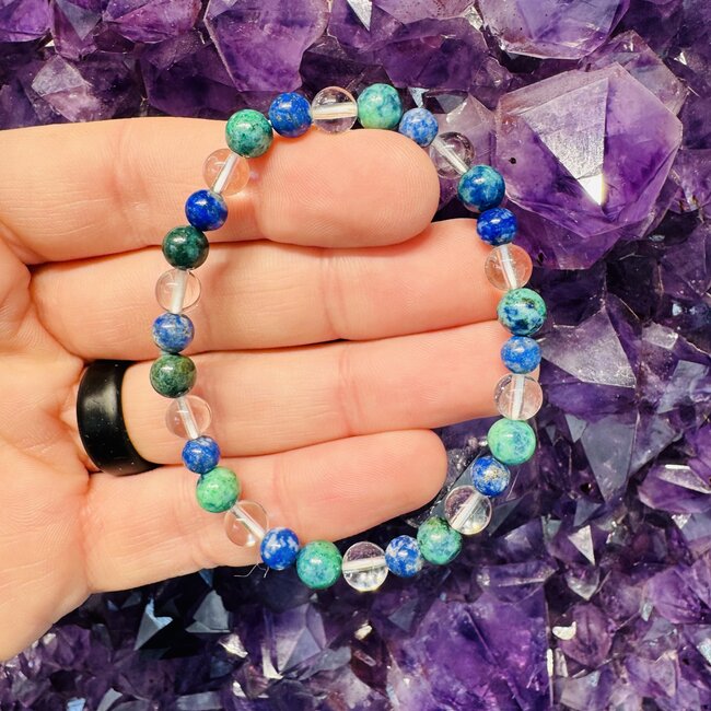Chrysocolla Lapis Lazuli & Clear Quartz Bracelets - 6mm