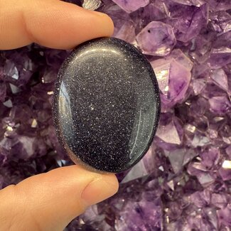 Blue Sandstone (Goldstone) Sand Stone Palm Pillow Pocket Stone