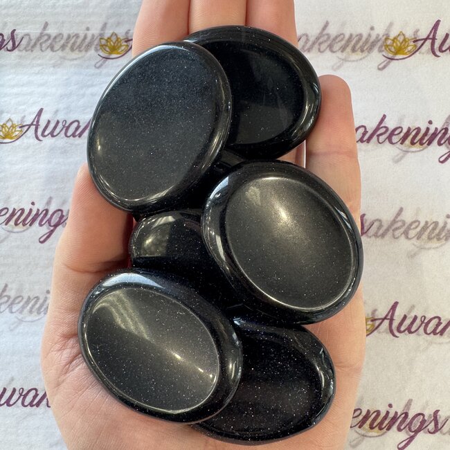 Blue Sandstone (Goldstone) Sand Stone Worry (Thumb Fidget Relaxation Pocket) Stones - Large Oval