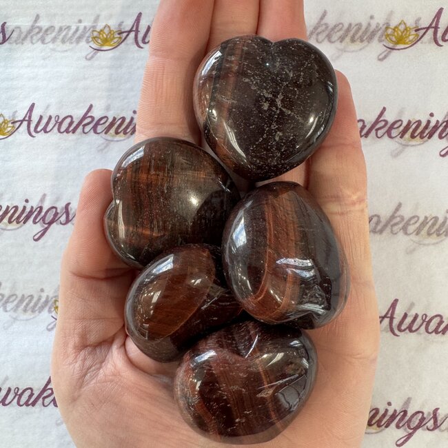 Red Tigers Eye Puffy Heart - Medium