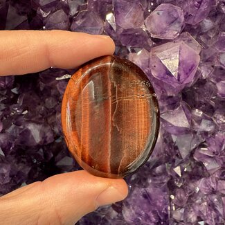 Red Tiger Eye Worry (Thumb Fidget Relaxation Pocket) Stones - Large Oval