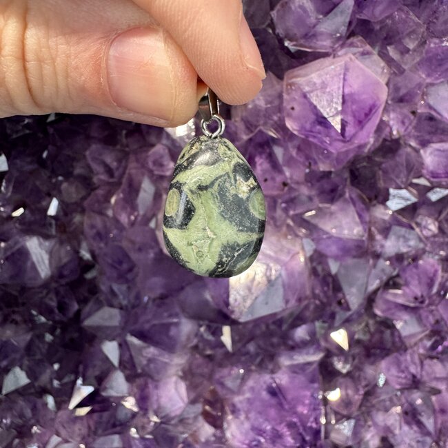 Crocodile (Kambaba) Jasper (Green Stromatolite) Pendants - Tumbled