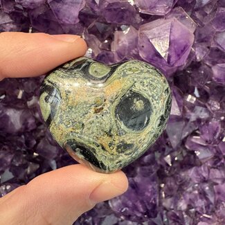 Crocodile (Kambaba) Jasper (Green Stromatolite) Puffy Hearts - Medium