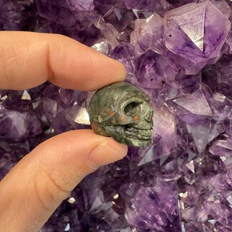 Bloodstone (Seftonite Heliotrope) Skulls - Mini