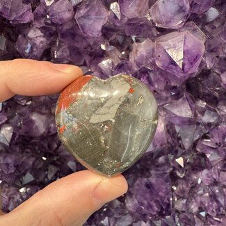 Bloodstone (Seftonite Heliotrope) Puffy Hearts - Large
