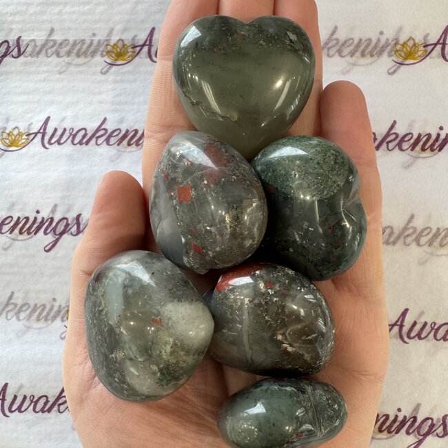 Bloodstone (Seftonite Heliotrope) Puffy Hearts - Large