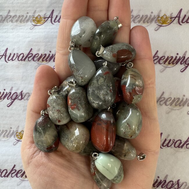 Bloodstone (Seftonite Septonite Setonite Heliotrope) Pendants - Tumbled