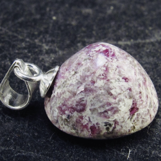 Bixbite (Red Beryl) Pendants #2 - Tumbled - Sterling Silver