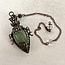 Green Aventurine Pendulums - Faceted Oval with Pentagram Star within Heart (Antique Bronze) Boho Vintage Crown