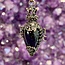 Amethyst Pendulums - Faceted Oval with Pentagram Star within Heart (Antique Bronze) Boho Vintage Crown