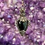 Black Obsidian Pendulums - Faceted Oval with Pentagram Star within Heart (Antique Bronze) Boho Vintage Crown