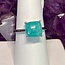 Amazonite Silver (Plated) Square Ring - Adjustable