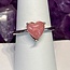 Rhodochrosite Rings - Adjustable Heart - Prong Claw Set - Silver (Plated)
