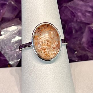 Chlorite Garden Landscape Lodolite Phantom Ghost Quartz Ring - Adjustable Silver (Plated)