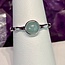 Jade (Burma) Round Silver (Plated) Ring with Groove Ridge Band - Adjustable