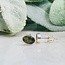 Moldavite Earrings - Oval Stud Bezel Set - Sterling Silver