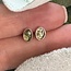 Moldavite Earrings - Oval Stud Bezel Set - Sterling Silver