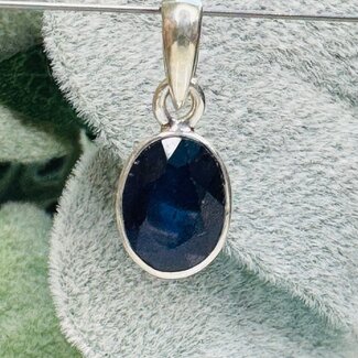Sapphire Pendants - Oval Faceted Bezel Set - Sterling Silver