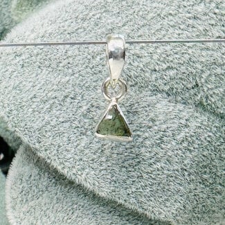 Moldavite Pendants - Triangle (Small) Bezel Set - Sterling Silver