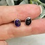 Sugilite Earrings - Oval (Large) Stud Bezel Set - Sterling Silver