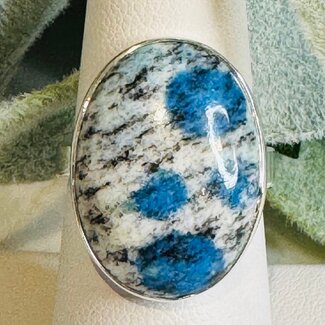 K2 Azurite Rings - Oval Adjustable Bezel Set - Sterling Silver