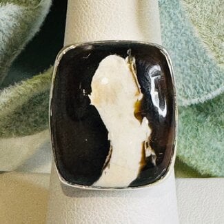 Peanut Wood Jasper Rings - Rectangle Adjustable Bezel Set - Sterling Silver