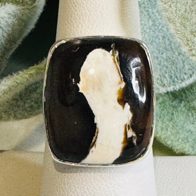 Peanut Wood Jasper Rings - Rectangle Adjustable Bezel Set - Sterling Silver