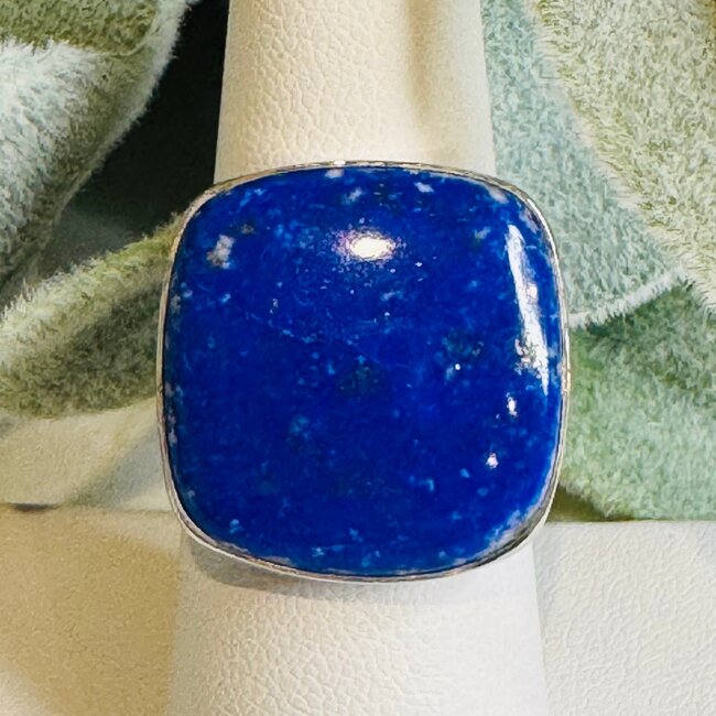 Lapis Lazuli Rings - Square Adjustable Bezel Set - Sterling Silver