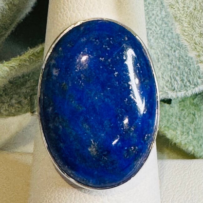 Lapis Lazuli Rings - Oval Adjustable Bezel Set - Sterling Silver