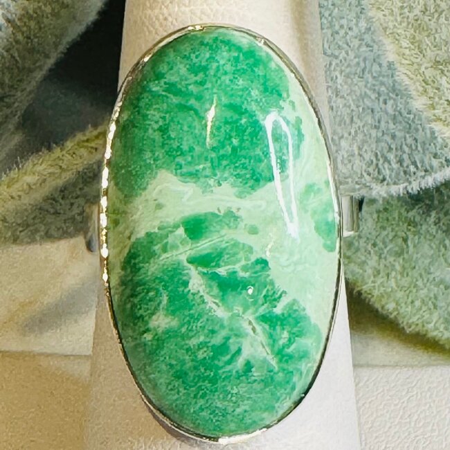 Variscite Rings -  Oval Adjustable Bezel Set - Sterling Silver