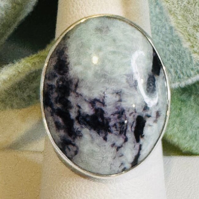 Kammererite Rings - Oval Adjustable Bezel Set - Sterling Silver