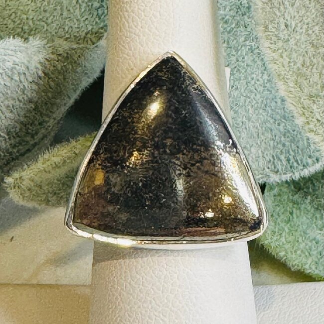 Apache Gold Pyrite Rings - Triangle Adjustable Bezel Set - Sterling Silver