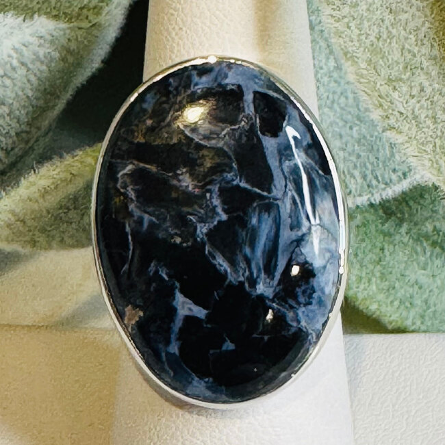 Pietersite Rings - Oval Adjustable Bezel Set - Sterling Silver