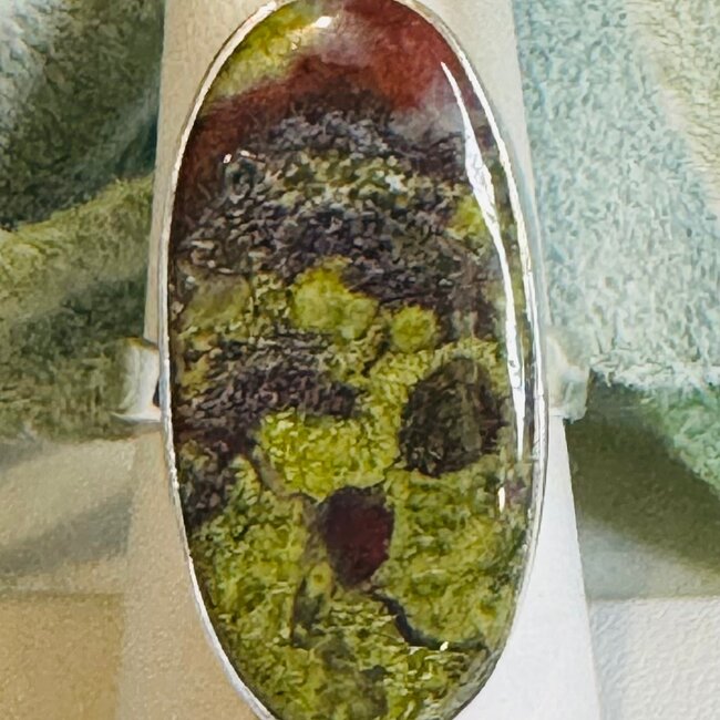 Dragons Blood Jasper Rings - Oval Adjustable Bezel Set - Sterling Silver
